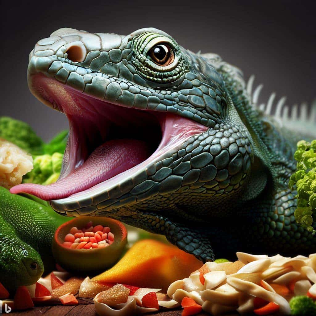 Un reptil disfrutando de una dieta equilibrada y nutritiva.