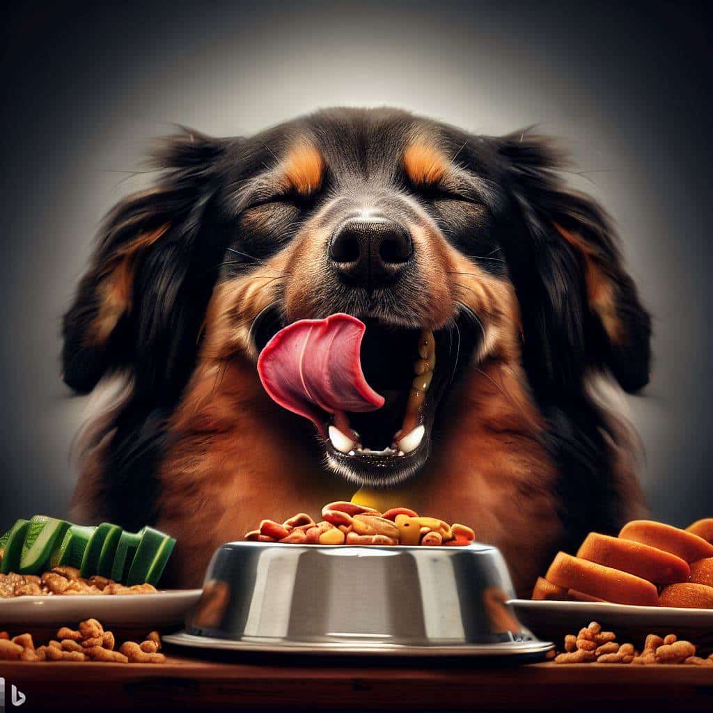 Un perro disfrutando de una comida nutritiva y equilibrada.