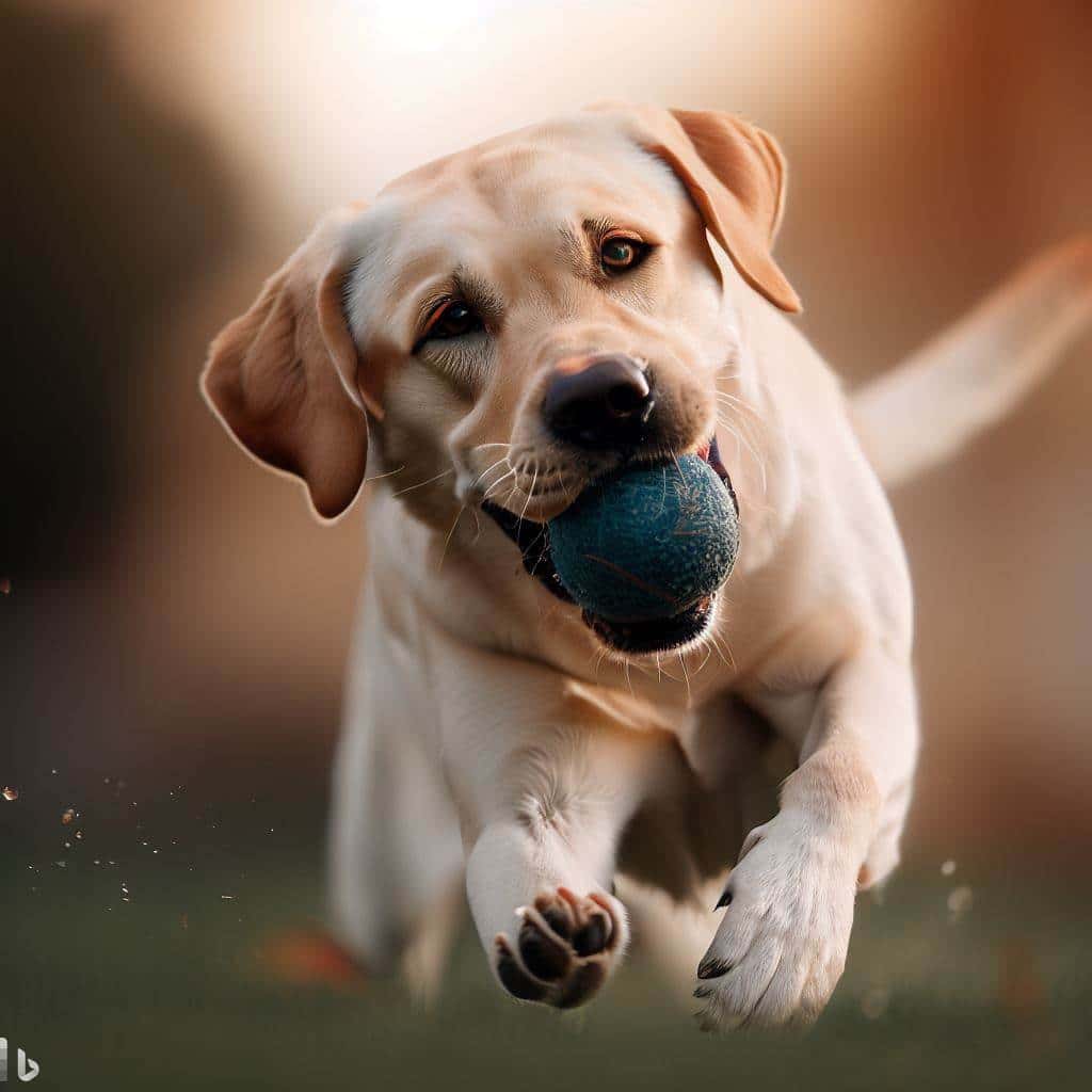 Labrador Retriever playing with a ball