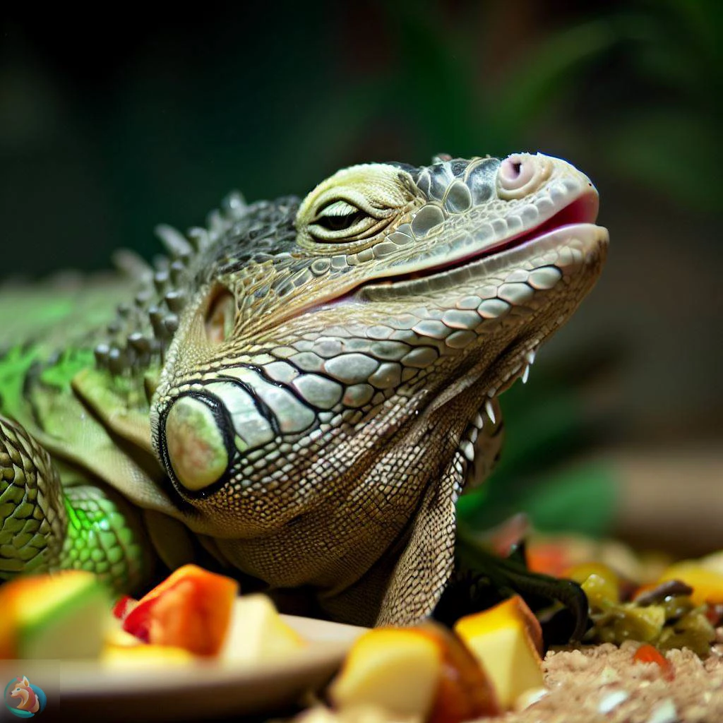 reptil disfrutando de alimentos seguros