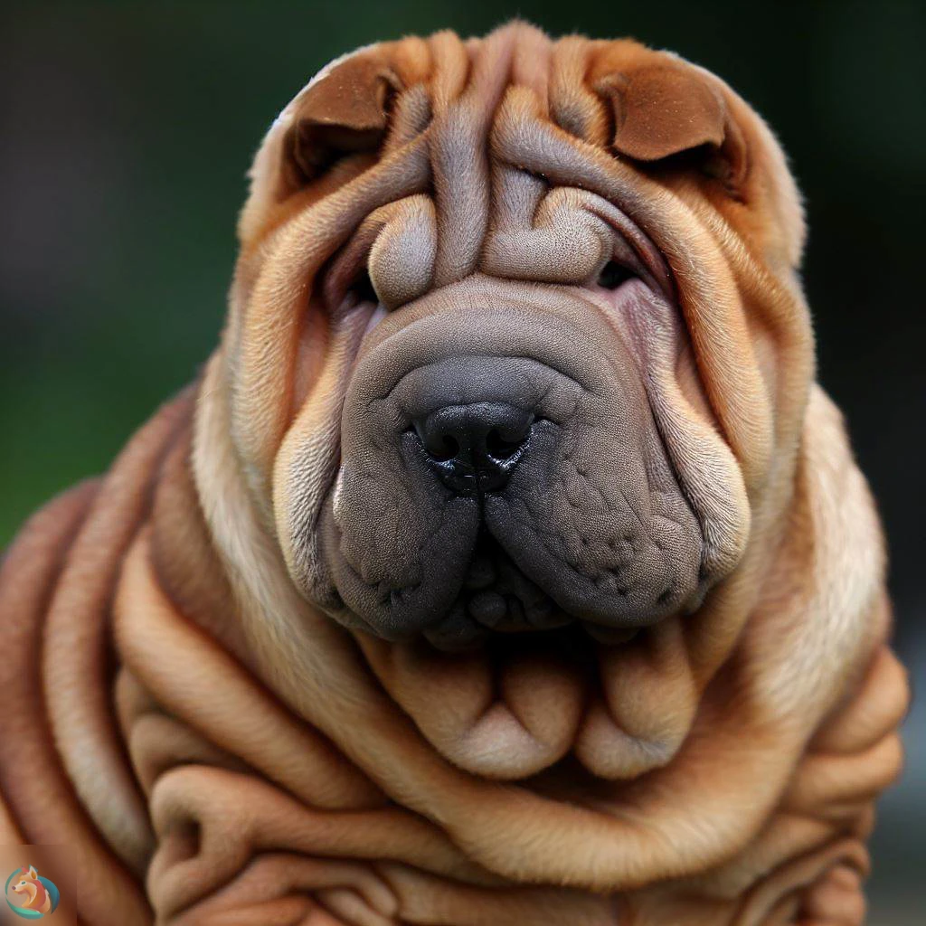 un shar pei luciendo su característico pelaje arrugado