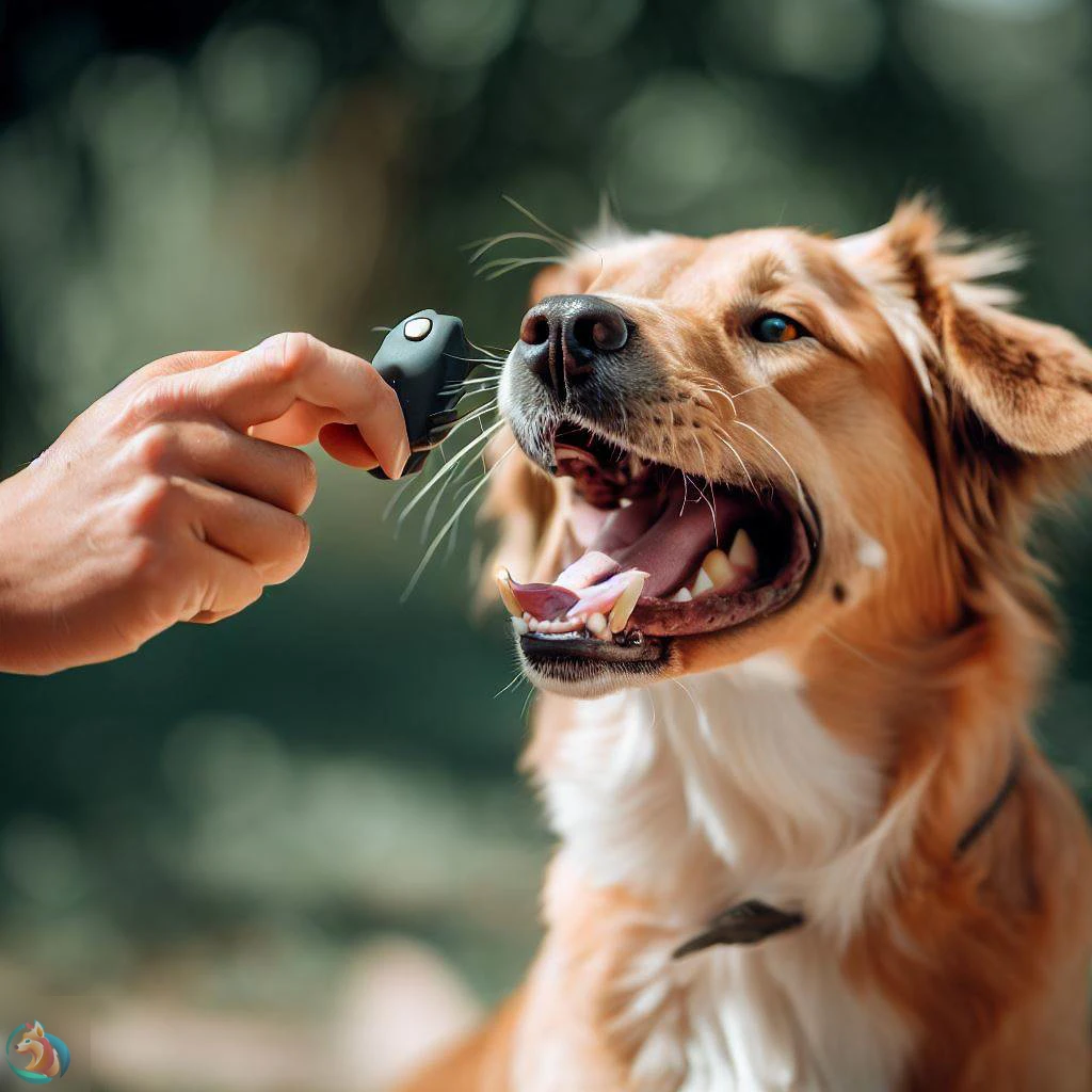 un perro respondiendo positivamente al entrenamiento con clicker