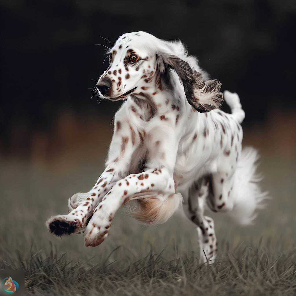 an english setter running with elegance and grace